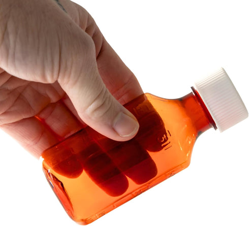 Plastic Amber Liquid Medicine Bottles with Child Resistant Caps, 2oz Pack of 10 Oval Pharmaceutical Prescription Bottles