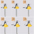 6pcs Set 1/4 Inch 1/8", 3/16", 1/4", 5/16", 3/8", 1/2" Roundover Router Bit Shank, Carbide Tip Rabbeting Router Bits