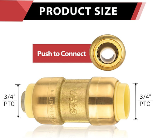 EFIELD (Pack of 5) 3/4 Inch Straight Coupling Push-Fit Fitting with Disconnect Clip for Pex, Copper, CPVC (PF008-5PCS)