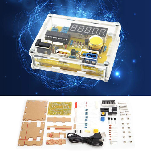 DIY Frequency Tester Module Kit, 1Hz-50MHz Frequency Counter with Housing for Crystal Oscillator