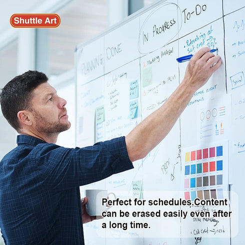 Shuttle Art Wet Erase Markers, 15 Pack Blue 1mm Fine Tip Smudge-Free Markers for Whiteboards and Glass