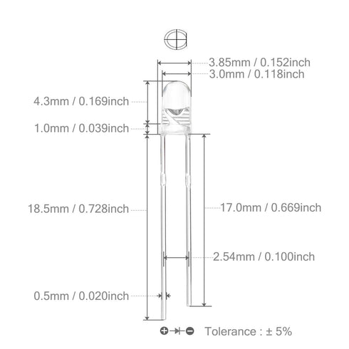 100 3mm 3V 20mA) Bulb CHANZON pcs Purple UV LED Diode Lights (Violet Clear Round Transparent DC Bright Lighting Lamps