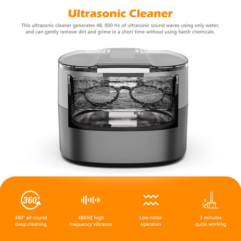 KECOOLKE Ultrasonic Jewelry Cleaner, 750ml Sonic Cleaner with Digital Timer for Eyeglasses, Rings, Coins, Silver,