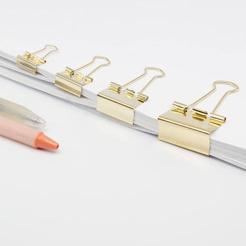 Binder Clip, Paper Binder Clips Assorted Sizes, 84 Pack (Gold) for Office School