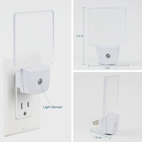 2 Pack LED Night Light with Dusk to Dawn Sensor - Cool White Illumination