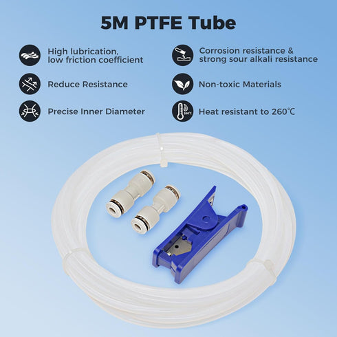 2.5mm 4mm 5M/16.4ft, 2 X1/ X1C/ P1P/ P1S/ A1/ A1 MMU3, K1 3 V3 3D Sovol PTFE Tube ID OD, Length with Couplers & Tubing