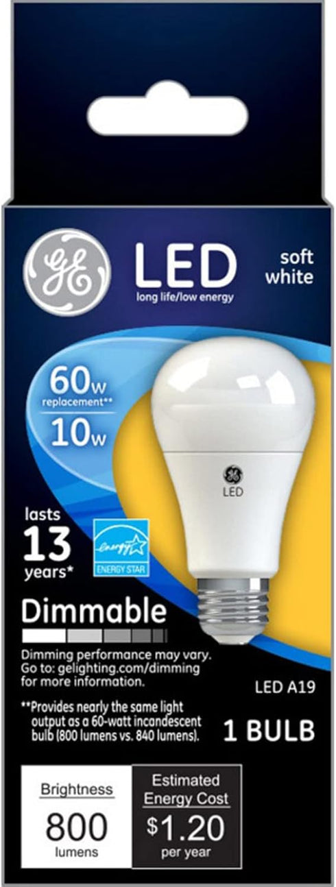 A19 E26 Bulb 60 1 GE (Medium) LED Soft White Watt Equivalence pk