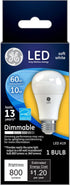A19 E26 Bulb 60 1 GE (Medium) LED Soft White Watt Equivalence pk