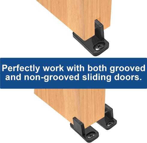 Black Sliding Barn Door Floor Guides, Plastic Bypass Door Guide Hardware, 8-Pack