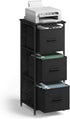 VASAGLE File Cabinet, 3 Drawers, Printer Stand, Cube Storage Shelf for A4, Letter-Size Files, Ebony Black & Ink Black