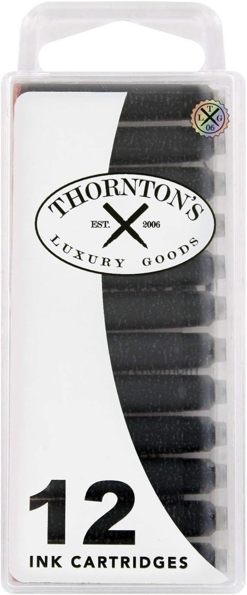 Thornton's Luxury Goods Short Standard Fountain Pen Ink Cartridges, Brown Ink, Pack of 12 Refills