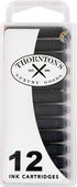Thornton's Luxury Goods Short Standard Fountain Pen Ink Cartridges, Brown Ink, Pack of 12 Refills