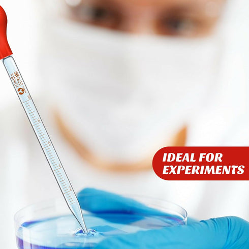 Weewooday Glass Droppers Pipettes, Graduated Lab Dropper with Big Rubber Hats, 20 cm Glass Stir Rod Washing Brush