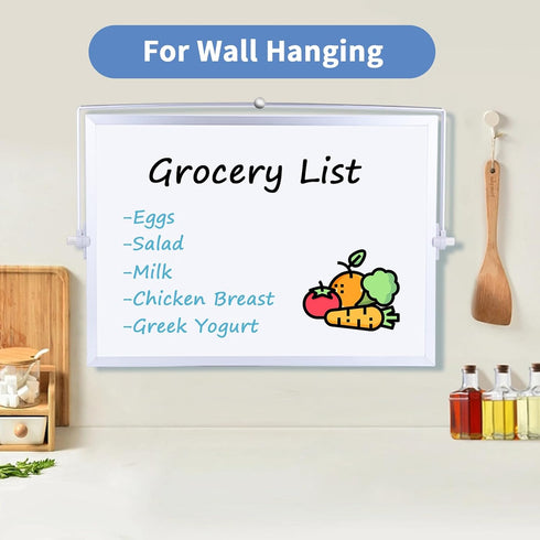 Dry Erase White Board, 16 x 12 inches Double-Sided Magnetic Monthly Planner with Stand for Kitchen, School