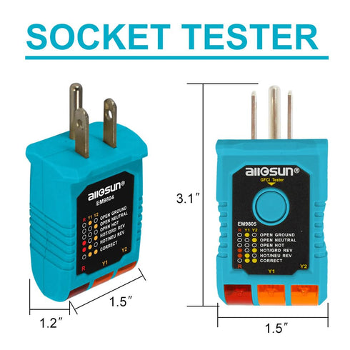 allsun GFCI Electrical Outlet Receptacle Tester, Circuit Tester, GFCI Detect Faulty Wiring Status Socket Checker