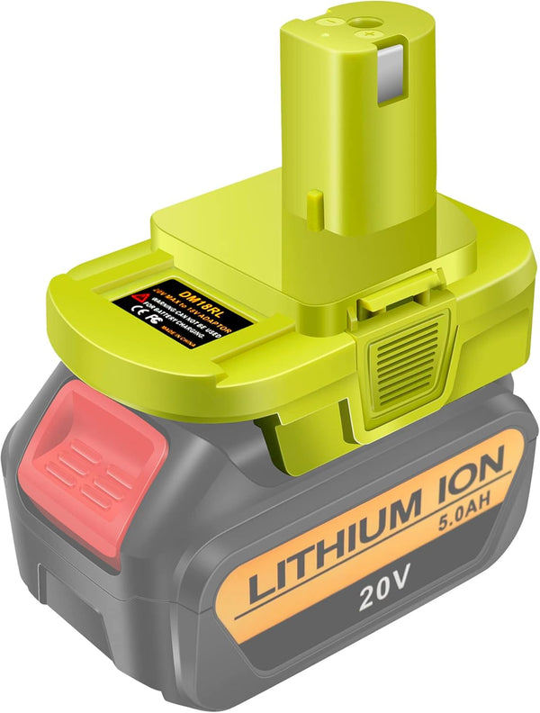 DM18RL Battery Adapter for Dewalt to Ryobi, Convert Dewalt 20V Lithium Battery to Ryobi 18V P107 P108 with 5V 2.1A MAX