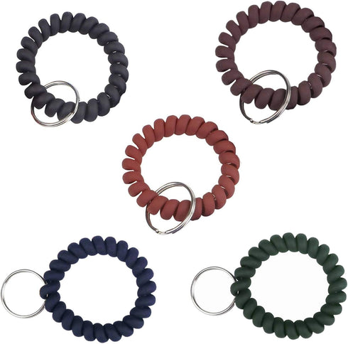 BIHRTC 5 Color Wrist Keychain - Plastic Spring Flexible Spiral Coil Stretchable Wristlet Bracelet Key Holder