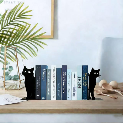 Generic Set 2 Cat Metal Bookends of Cute Cat Design Book Ends for Home Office Desk Shelves Reading Room Decor for Cat