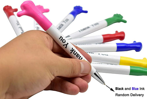 Maydahui 25 PCS Thank You Greeting Gift BallPoint Pens, Cute Thumbs Up Pens for Employee Appreciation (Black & Blue Ink)
