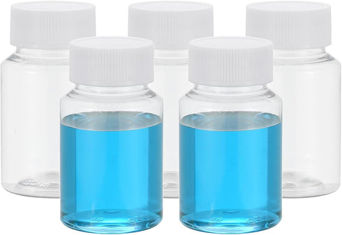 PATIKIL 5 Pcs 80ml Reagent Bottles, PET Wide Mouth Round Bottles with Screw Cap for Lab Liquid Storage