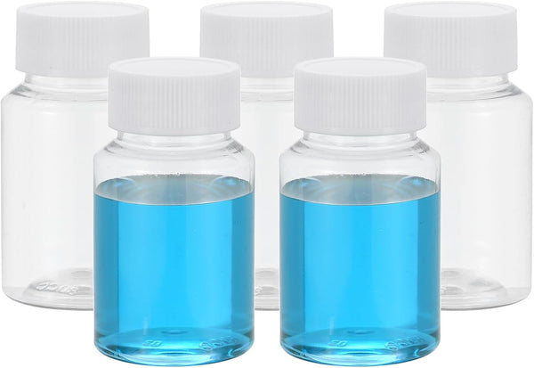 PATIKIL 5 Pcs 80ml Reagent Bottles, PET Wide Mouth Round Bottles with Screw Cap for Lab Liquid Storage