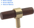 Piutouyar 2 60 mm/2.36 inch Pcs Walnut Cabinet Pulls, Single Hole Wood Drawer Handle Knobs, T Bar Knob Pull Handles