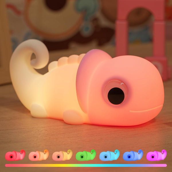 Cute Chameleon Night Light for Kids Rechargeable, Battery Operated Nightlight 3 Level