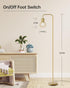 6W Bulb, Brass Gold Standing Floor Lamp for Living Room - Modern Industrial Design with LED Foot Switch, Metal Tall