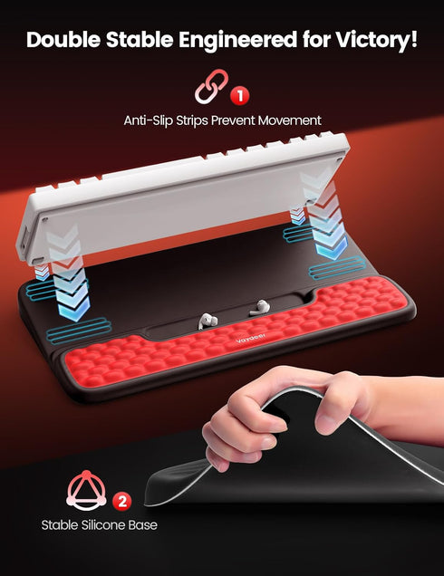 Vaydeer Keyboard Stand with Wrist Rest, Gaming Wrist Support Pad, Ergonomic Hand Rest Arm Memory Foam for Palm Typing