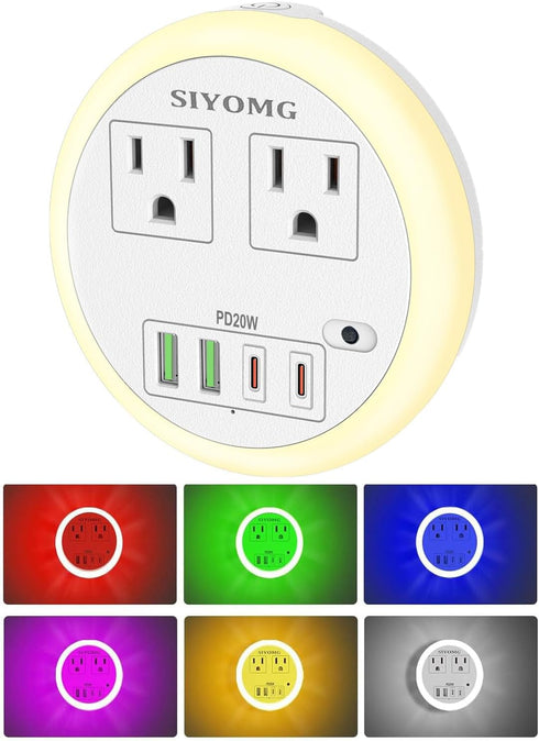 LED Night Lights Plug into Wall, Plug in Night Light with 4
