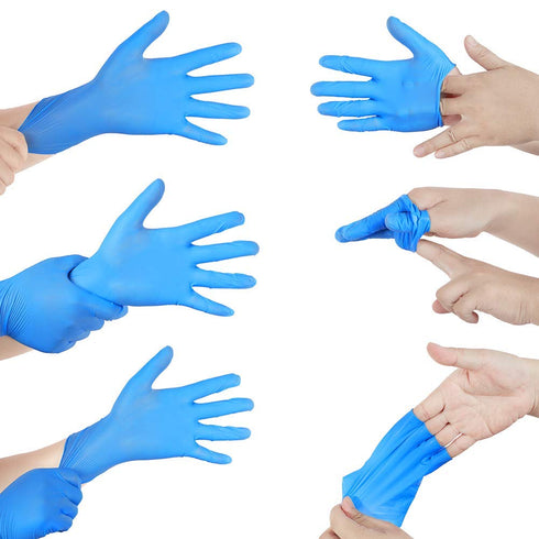 UC Global Trade Inc Medium Disposable Vinyl Exam Gloves - 4 Mil-Thick, Latex Free, Food Safe, Blue, 100 count