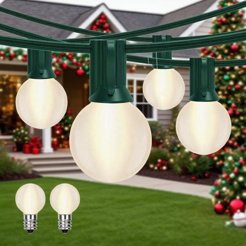 Abeja G40 Outdoor String Light, 25FT Frosted White Christmas String Lights with