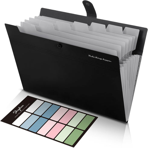 SKYDUE 8 Pockets Expanding File Folders, Accordion Folders, Portable Paper Bill Receipt Organizer, Home College Supplies