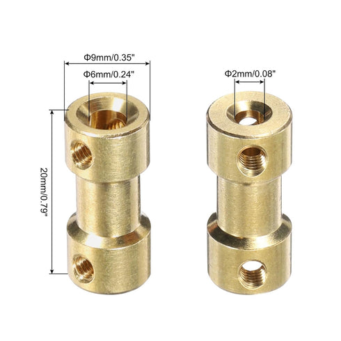 MECCANIXITY 4pcs 2mm to 6mm Brass Shaft Coupling Joint Connector with Screws and Hex Wrench Flexible Motor Shaft Coupler for RC Model Car Airplane Motor Wheels Tires Shaft