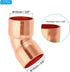 PATIKIL 5/8" ID 1mm Thick Elbow Copper Fitting, 3pcs 99.9% Pure Copper 45 Degree Pipe Fitting
