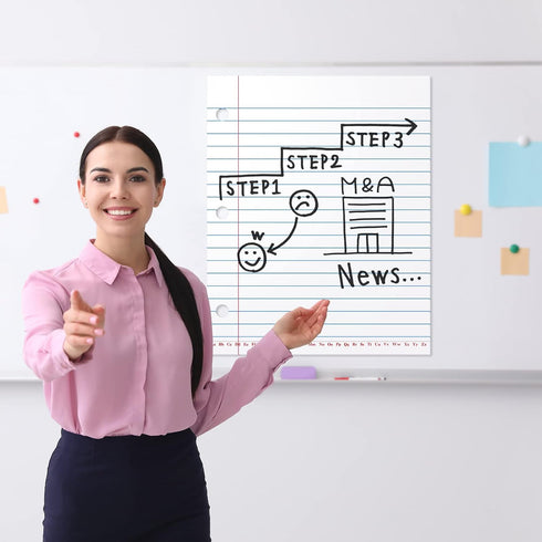 Large Lined Dry Erase Magnetic Paper for Whiteboard - Giant Sized Notebook Paper, 22'' x 28'' - Teacher Writing Supplies