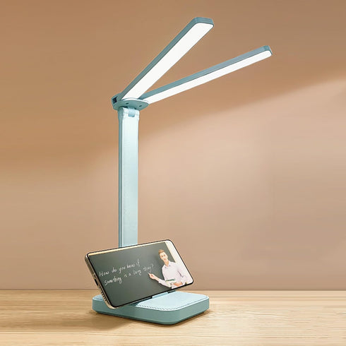 kvppvt LED Double Head Desk Lamp, Rechargeable Portable Table Lamp, Adjustable Light Color