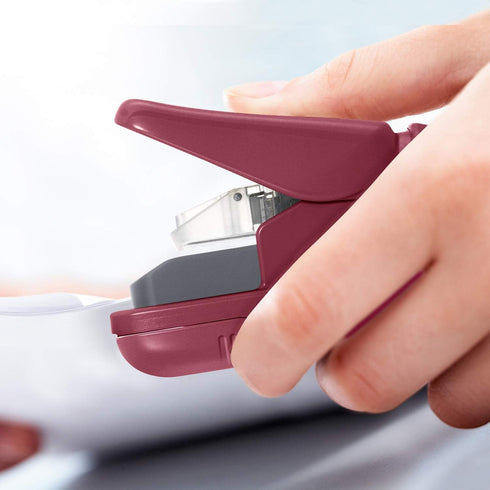 Plus Paper Clinch Compact Staple, Burgundy Wine, Staple Free