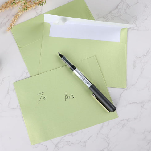 Granhoolm 25 Pack Pale Green A6 Envelopes, 4x6 Pearl Paper Gift Card Envelopes for Invitations (4.75 x 6.5 in)