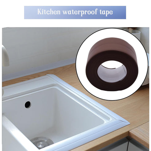 Waterproof Caulk Tape Sealant Strip, 1.5"W x 10.5'L PVC Sealing Tapes for Bathroom Kitchen Sink (Brown)
