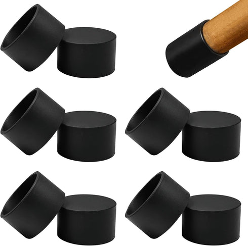 10 Pcs 1-1/2" (39 mm) Round Chair Leg Tips Caps, Silicone Rubber