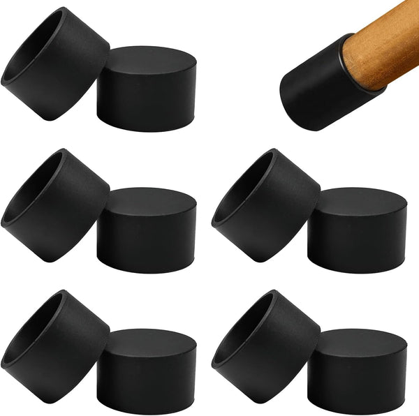 10 Pcs 1-1/2" (39 mm) Round Chair Leg Tips Caps, Silicone Rubber