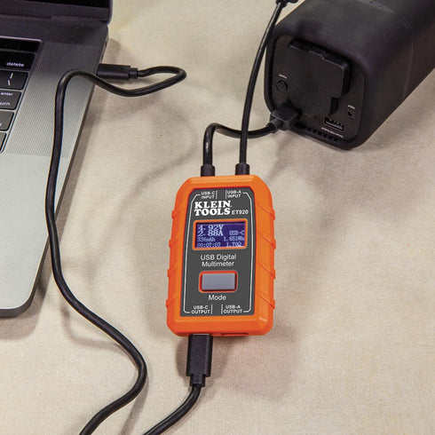 Klein Tools ET920 USB Power Meter, Digital Meter for Voltage, Current, Capacity, Energy, Resistance, USB-A, USB-C