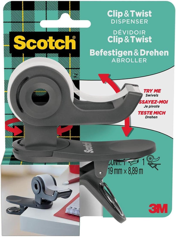 SCOTCH 90103 C&T Tape Dispenser, Grey, 1 Roll, 19 x 9.8 m by Scotch