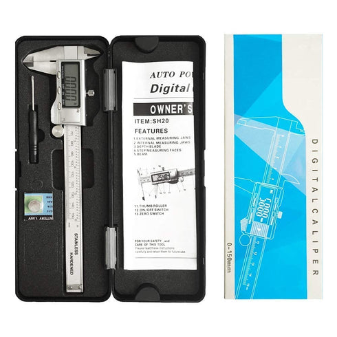 Digital Caliper Measuring Tool, Stainless Steel Electronic Micrometer with Large LCD Screen, 6 Inch/150 mm