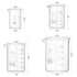 Glass Beaker Set, 4 Pack Graduated Measuring Beakers 25ml 50ml 100ml 200ml Low Form Griffin Thick Wall Lab Beakers with 4 Pcs 1ml Glass Pipette