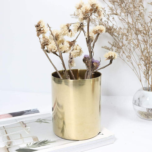 MultiBey Gold Pencil Holder Cup, Luxury Metal Organizer, Small Vase, Desk Accessory for Office Home
