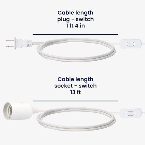 15ft E26 kwmobile Plug-in Light Cord - Long Fabric Pendant Lamp Cable with Plug, Socket - for Hanging DIY Ceiling