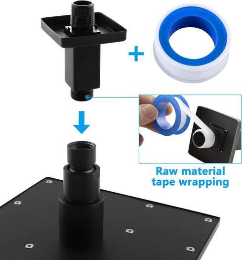 Straight Shower Arm with Flange Ceiling Mount for Fixed Shower Head, 3 Inch Rainfall Extension, Matte Black