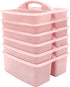 Teacher Created Resources Light Pink Portable Plastic Storage Caddy 6-Pack, 3 Compartments for Classroom Organization